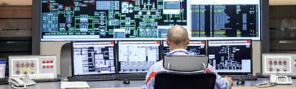 Man sitting at control center