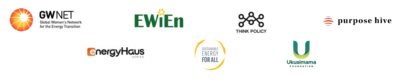 GWiCE sponsors - RMI, GWNet, EWiEn, Think Policy, Purpose Hive, EnergyHaus Africa, Sustainable Energy for All, Ukusimama Foundation
